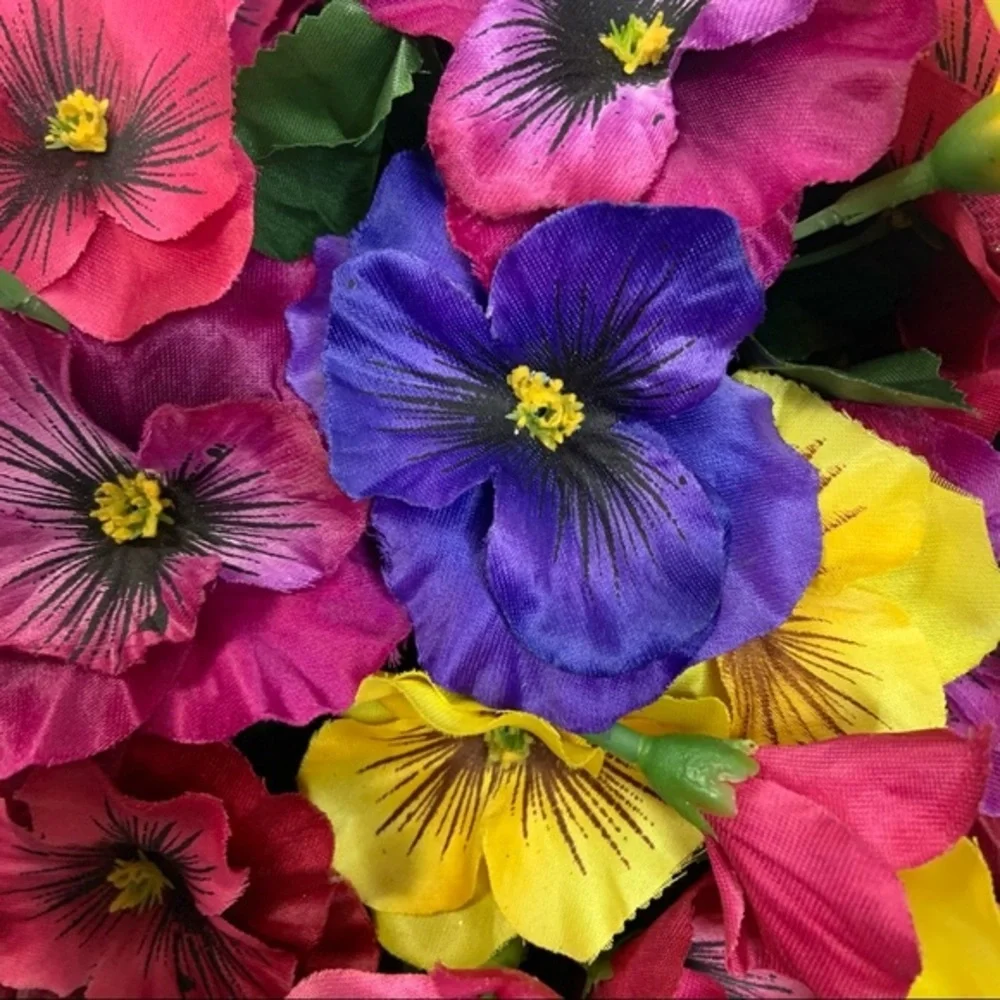 Easter Spring Floral Cross Wreath Pansy Door Decor